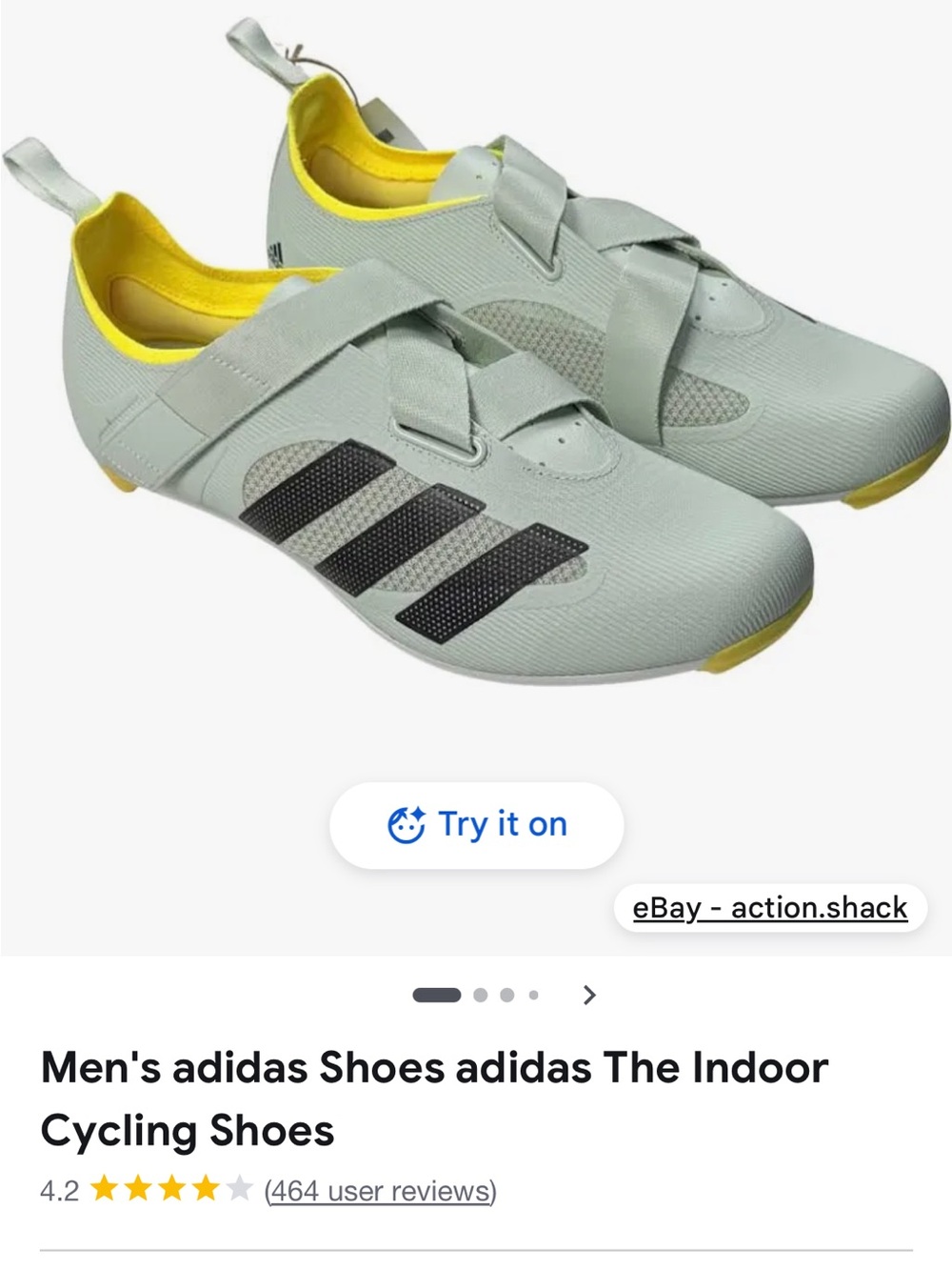 adidas Men's Indoor Cycling Shoes in Light Gray and Yellow